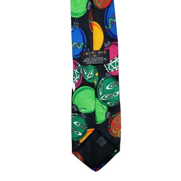 LOONEY TUNES Mania Vintage1993 Neck Tie Christmas Bugs Bunny Daffy Tweety Taz - Picture 3 of 4
